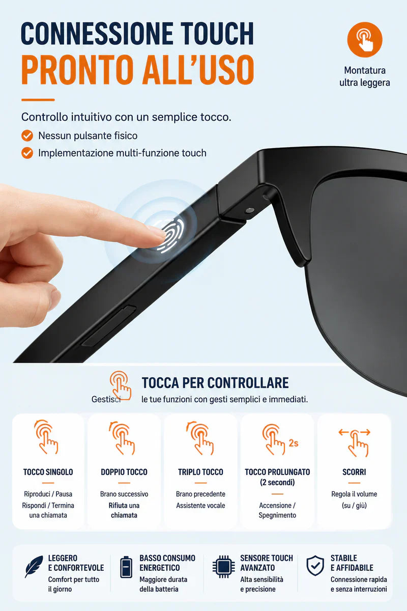 Occhiali Bluetooth Sport & Musica
